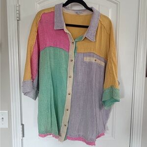 White Birch Pastel Button-Up Blouse